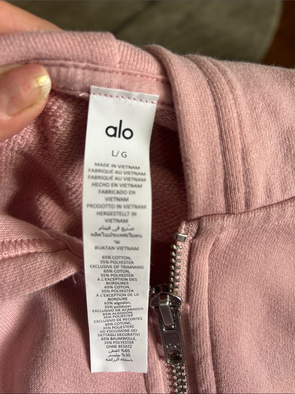 ALO Sweet Escape Yoga Pink Cropped Zip Hoodie - Picture 3 of 5